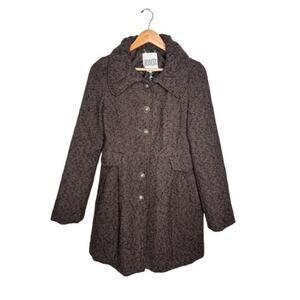 BB Dakota Jacket Brown Tweed Size Medium Wool Blend Button Closure Preppy